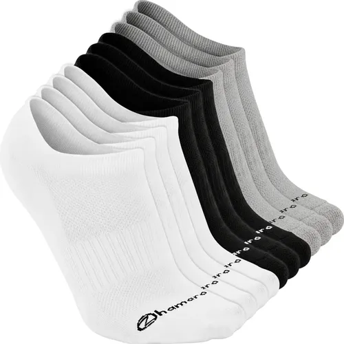 Kit com 10 pares de meias sapatilha Zhamaro nas cores branca, preta e cinza