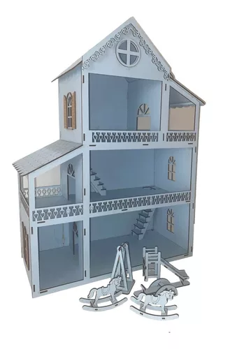 Novo Casa Casinha Para Barbie/polly/lol 60cm Mdf Com Brinde