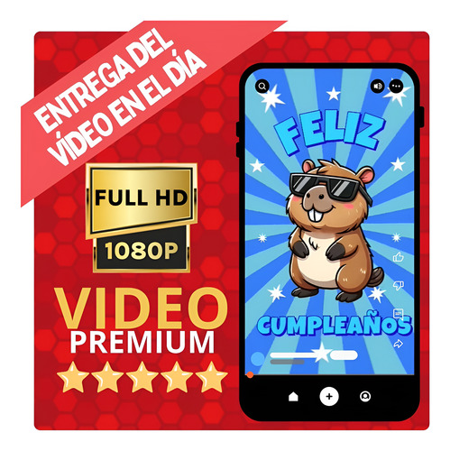 Invitación Digital Animada De Cumpleaños Infantil - Tiziben Capibara Niño
