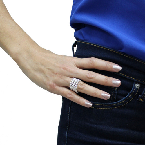 Imagen 5 de 8 de Anillo D Plata 925 Bolitas Engarzadas Ajustable Mujer Agálea