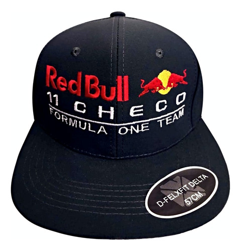 Gorra Checo Formula Uno Red Bull Team Visera Plana Ajustable