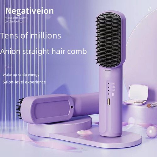 Plancha De Cabello Morada Portátil Usb Recargable