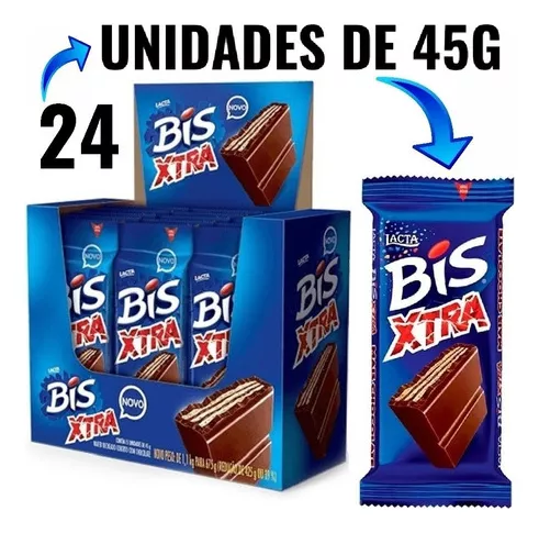 Bis Xtra Chocolate Wafer-kit 3 Caixas C/24uni De 45g Cada!