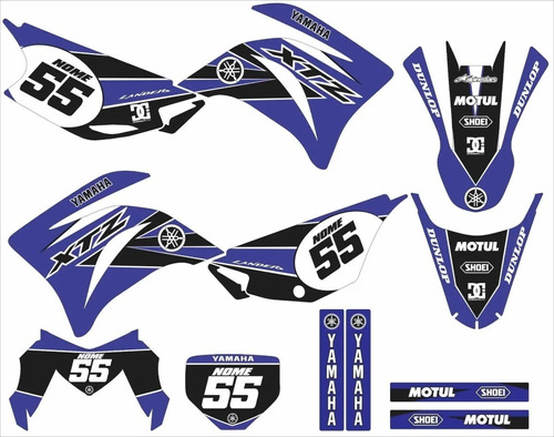 Adesivos Laminado Motocross Trilha Para Yamaha Xtz 250 19924 Cor Azul