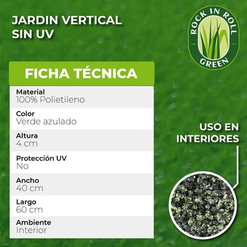 Jardin Vertical Artificial Sin Uv - Para Interior- Pack X10