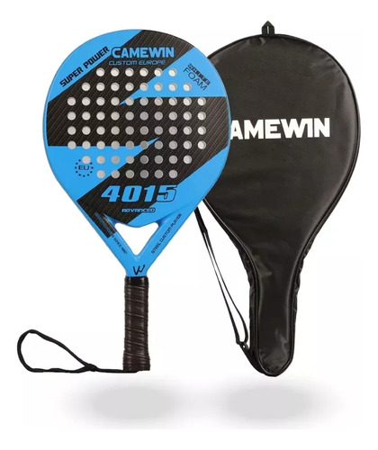 Raqueta De Padel Pala 100% Fibra De Carbono Forma Diamante Color Azul Con Funda 