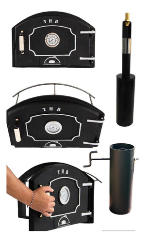 Puerta Horno De Barro + Chimenea + Lanzallamas Kit Completo