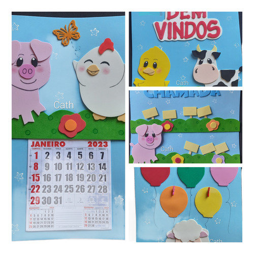 4 Mini Cartaz Sala Fazendinha Aula Escol Eva Recurso