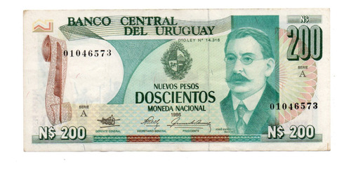 Uruguay Billete 200 Nuevos Pesos Año 1986 P#66