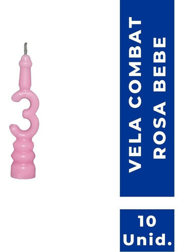 Vela De Aniversário Número Rosa Bebe Nº 3 Caixa Com 10 Un.