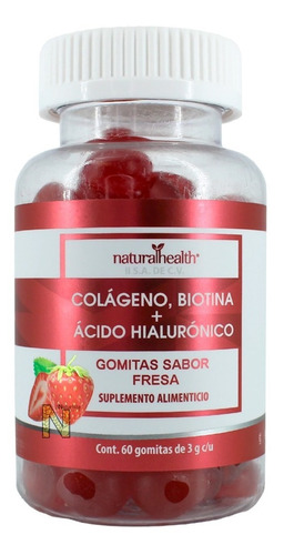 Gomitas Sabor Fresa Colágeno Biotina Ácido H Naturalhealth