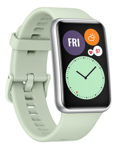 Reloj Inteligente Huawei Watch Fit Caja Gris Malla Verde Lima Bisel Negro