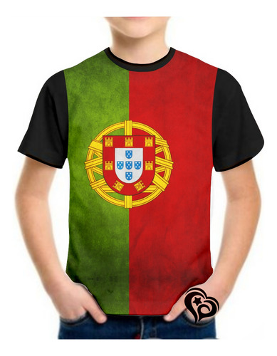 Camiseta Bandeira Portugal Masculina Infantil Blusa