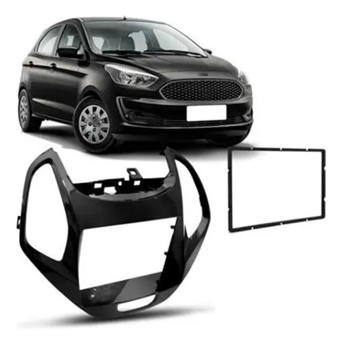 Moldura Painel Rádio Ford Ka 2018 2019 Dvd 2din Preto