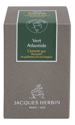 Imagen 4 de 4 de Tinta Pluma Fuente J.herbin Vert Atlantide 350 Aniv. 50 Ml