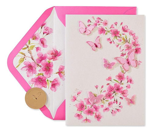 Tarjeta En Blanco De Papiro Para Ella (mariposas De Brillo R