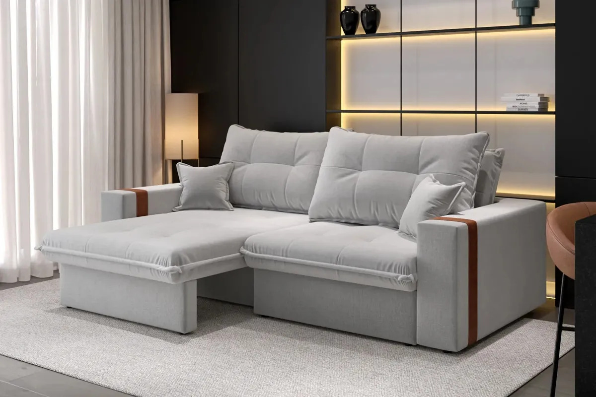 Ipanema ​Cru: Sofá-cama 3 lugares, 2m retrátil ​e reclinável!