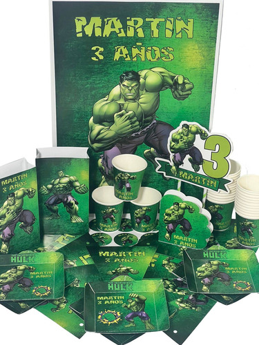 Cotillón Infantil Personalizado Premium  X 30 Hulk