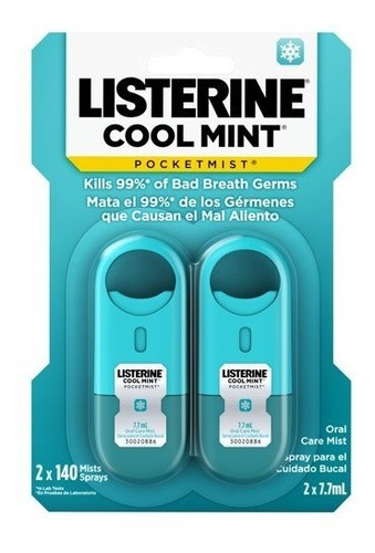 2 Pack Listerine Pocketmist Spray Cool Mint To Go Bolsillo