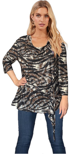 Blusa De Vestir Animal Print. Talla L