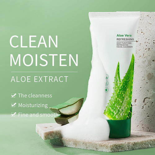 - Jabón Facial De Aloe Vera, Limpiador Facial Suave Para