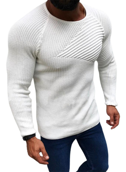 Color Sólido Tran Antipilling Fabuloso Suéter Para Hombre 