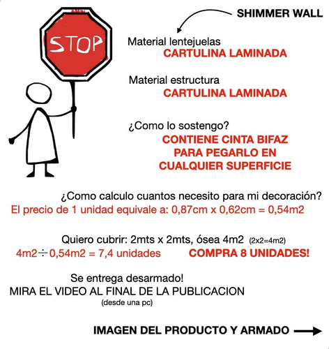 Shimmer Wall Magico Lentejuelas Brillo Glitter Cortina