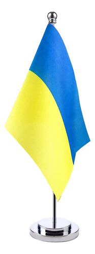 Bandera De Mesa De Ucrania, Base Y Bastón De Escritorio Ucra