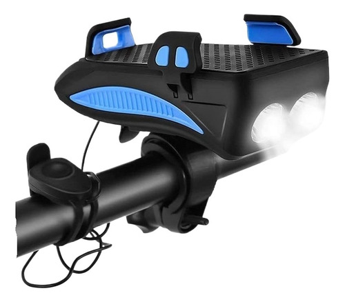 Farol Led Usb Bicicleta Suporte Celular Power Bank Buzina