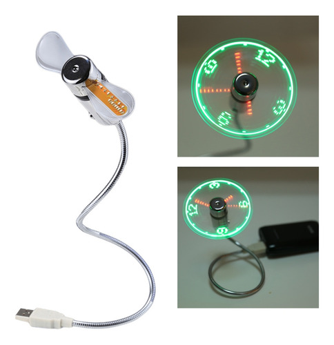 Mini Ventilador De Luz Led Flexible Con Pantalla De Hora Usb