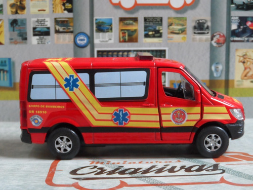 Imagem 2 de 7 de Miniatura Viatura Bombeiros Resgate Ambulância Pm Sp 193