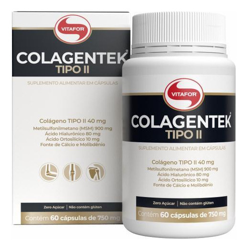 Kit 2 Colagentek Ii Colágeno Vitafor 60 Cápsulas