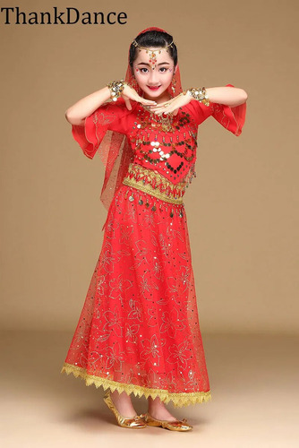 2024 Set De Disfraz De Danza India For Niños Sari Bollywood