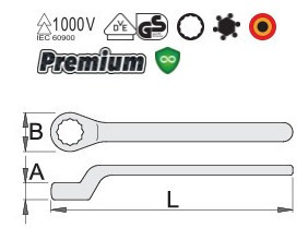 Chave Estrela 1 Boca 19mm Isolada Vde Unior Ref. 612192