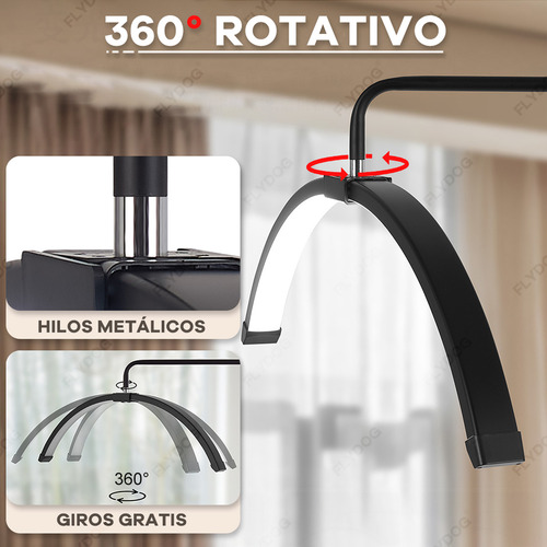 Lámpara De Pie Led 36w Para Pestañas - Control Remoto Inalámbrico, Luz Fría/calida/natural, Ajuste De Brillo - Ideal Para Maquillaje Y Belleza