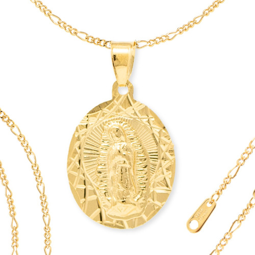 Collar Con Medalla De Virgen De Guadalupe Chapa Oro 22k Dama