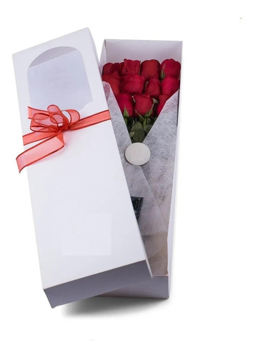 Diselo Con Rosas Hermosa Caja  Flores Envio +peluche 22 Cms