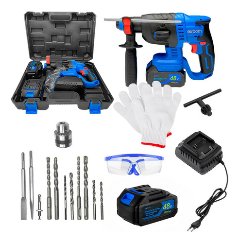 Martelete Perfurador Brushless 3000mah Mql-me2020 Azul