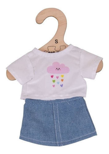 Bigjigs Toys Blanco Playera Y Falda Vaquera -doll Disfraz