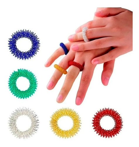 Imagen 2 de 10 de Anillo Sensorial Acero Antiestrés Juego Juguete Colores