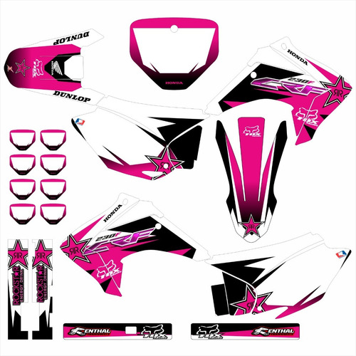 Kit Gráfico Crf 230 Adesivo Rosa E Perto 3m 0,50mm