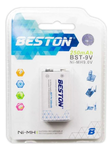 Pila Batería Cuadrada Beston Recargable 9v 