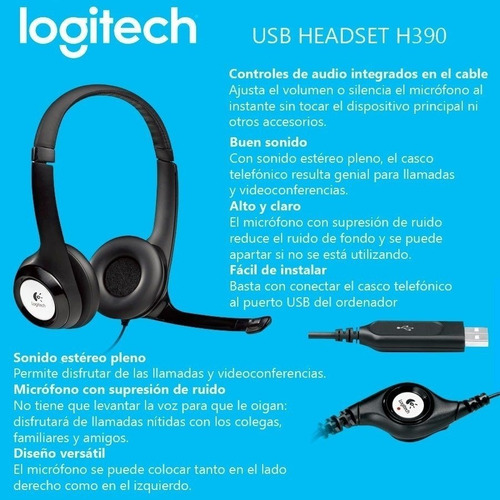 Logitech H390, Auriculares Usb Con Micrófono