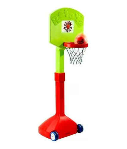 Aro De Basquet De Pie Movil Regulable Mas Pelota Red Rotoys