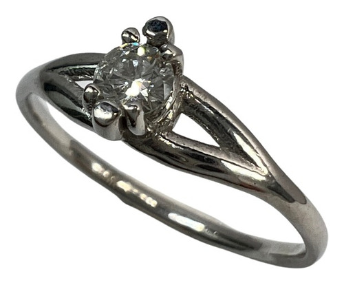 Anillo De Compromiso Oro Blanco Con Diamante Natural .15ct