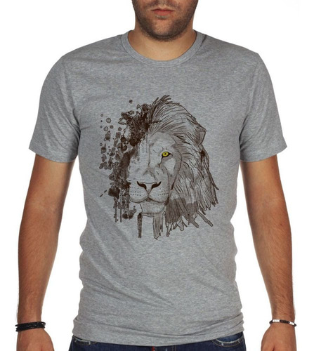 Remera De Hombre Leon Cara Dibujo Ojo Media Salvaje