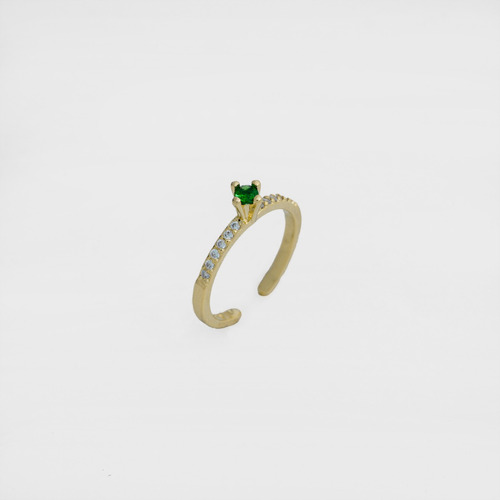 Anillo Promise Verde Circonias Ajustable Oro Laminado 18k