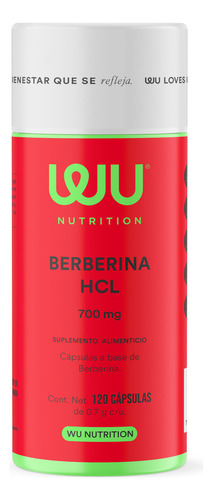 Wu Nutrition® Berberina Hcl | 700mg | 120 Cápsulas Sabor Sin sabor