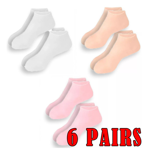 6 Pares De Calcetines De Tacón De Gel De Spa Humectantes De