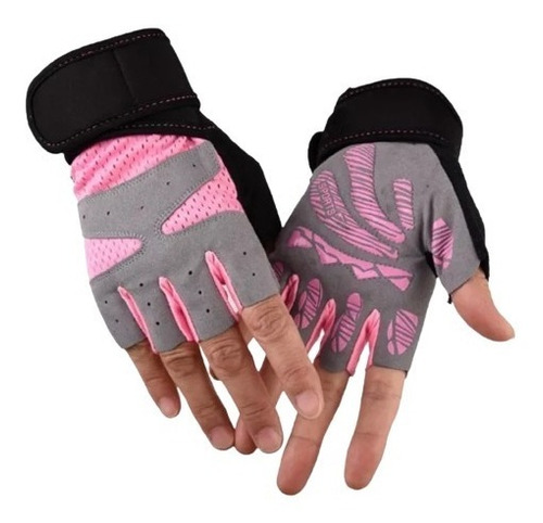 Guantes Fitness Mujer Con Muñequera + Tela Absorbente Sudor